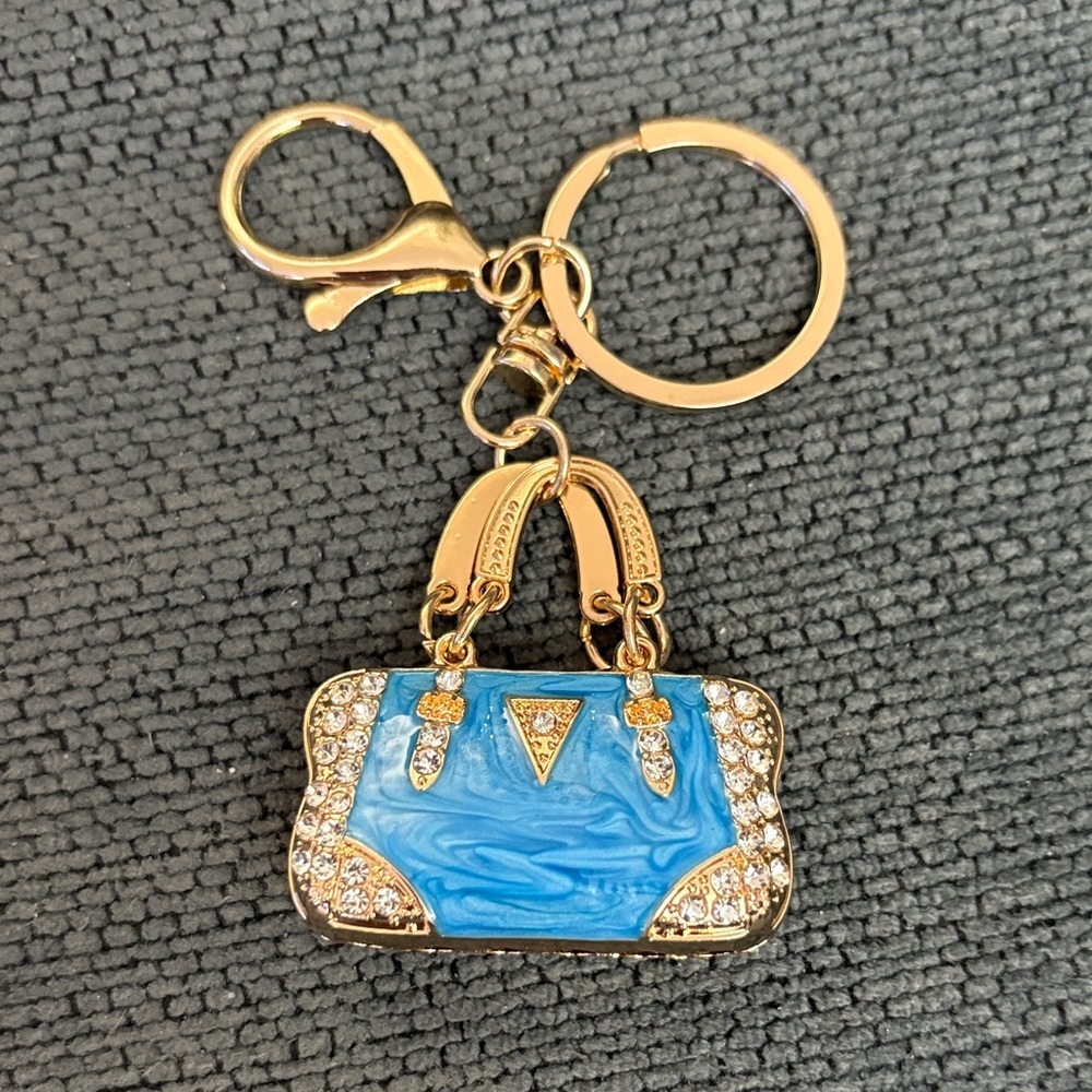 NEW: Blue and Gold coloured Handbag Charm Keychain